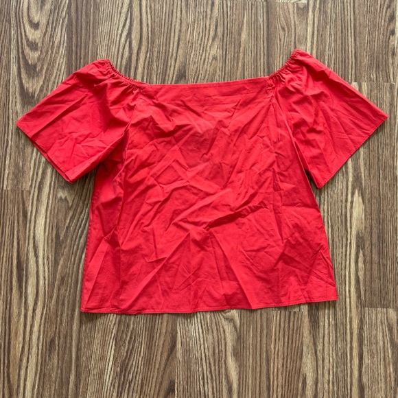 Alice + Olivia Off-Shoulder Red Blouse - Picture 3 of 6